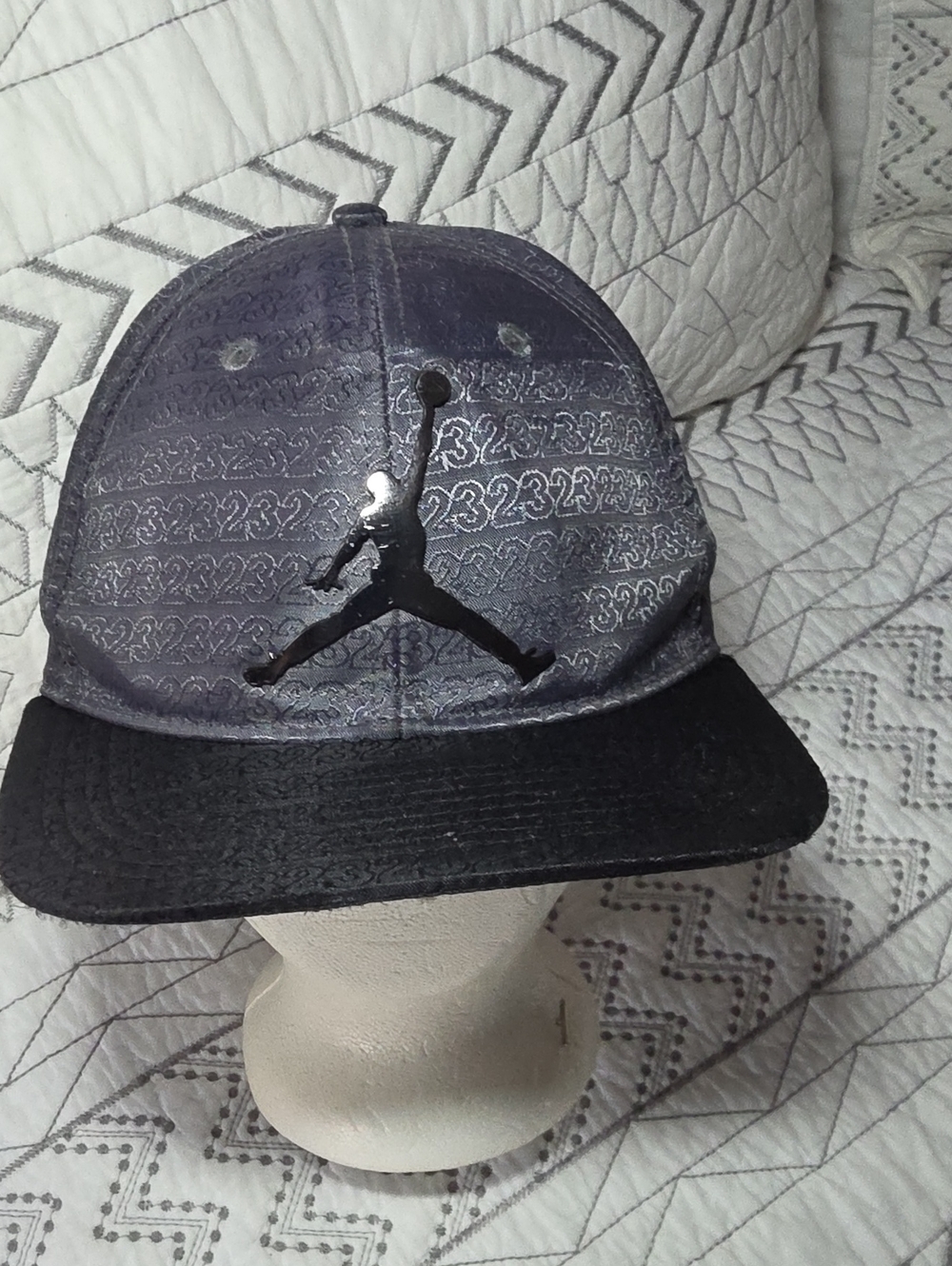 Jordan Black and Charcoal Metal Reflective Jumpman Snapback